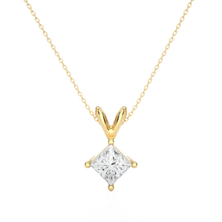 Fishtail 0.50 Carat Princess Cut Diamond Pendant With Chain