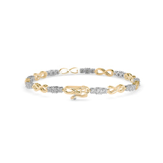 Chic diamond bracelet with infinity-shaped links and 0.50 ct round lab grown diamonds in 10.21 gm of 18kt gold. Elevate your style with ethical jewellery.