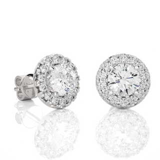 1.50 Carat Round Diamond Halo Studs